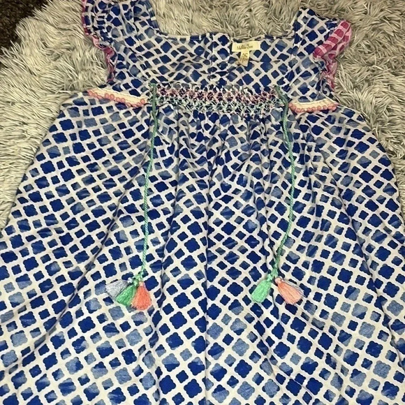 MATILDA Jane Wandering Waters Smocked Tassel Top Size Medium - Picture 3 of 13